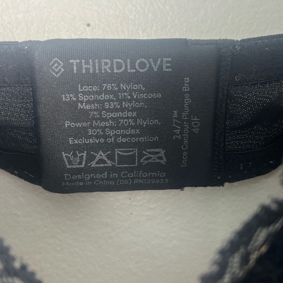 ThirdLove black 24/7 Lace Contour Plunge  Bra size 40F - Picture 2 of 7